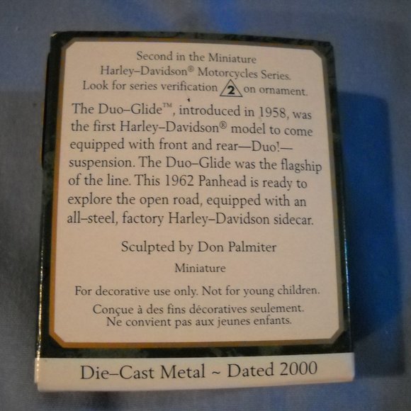 2000 Hallmark Mini Ornament Harley-Davidson - 1962 Duo Glide Motorcycle, #2 - Picture 8 of 9